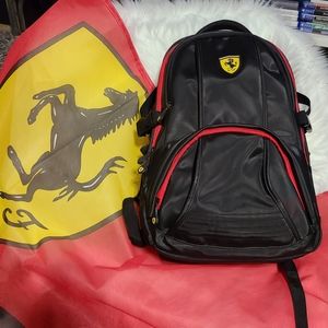 Scuderia Ferrari Black Backpack with Banner Flag